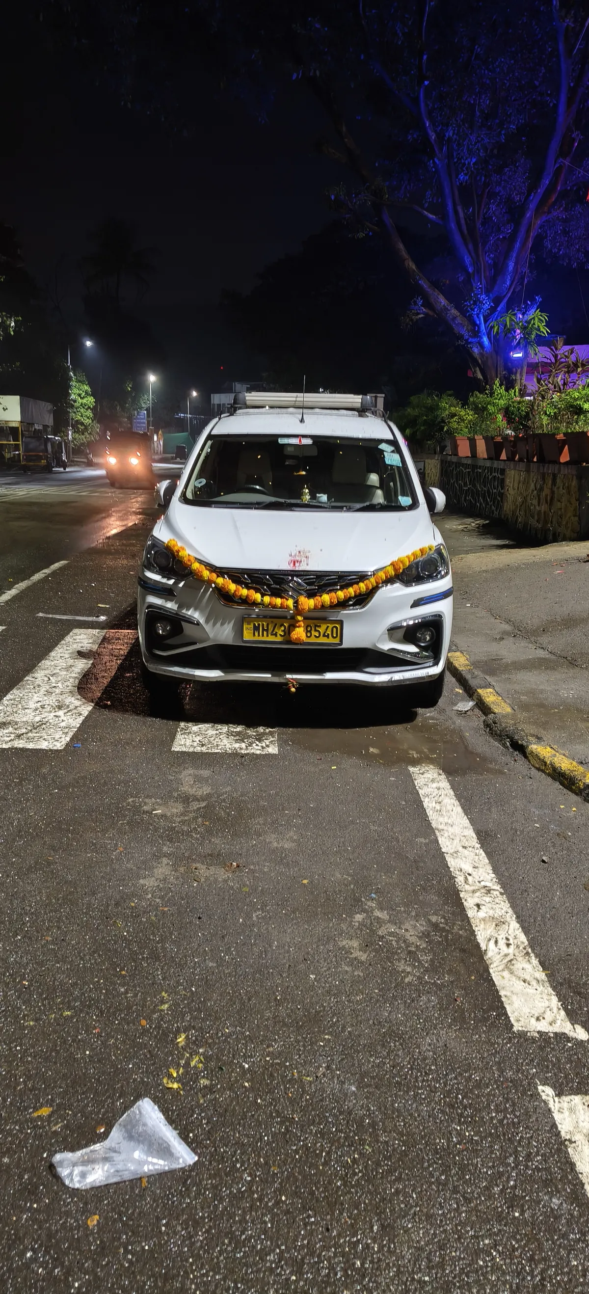 The Ertiga at night under festival lights