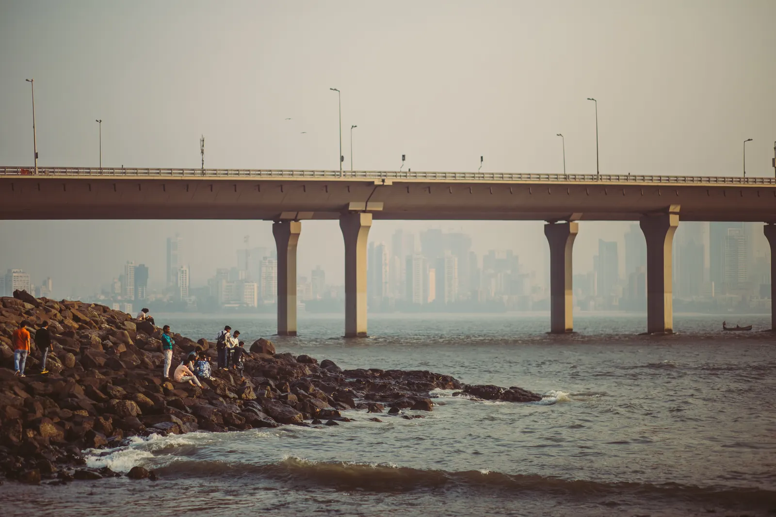 The Bandra–Worli Sea Link against the Mumbai skyline